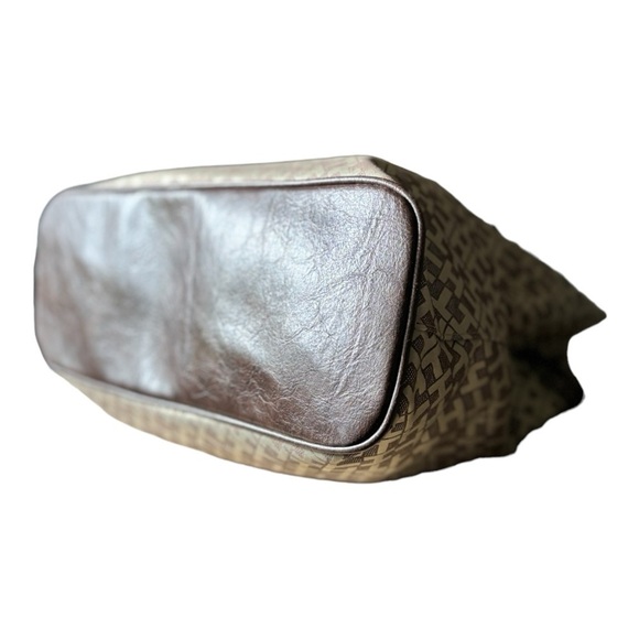 NEW Tommy Hilfiger Large Beige Tote Bag Brown Leather Trim - Picture 5 of 13